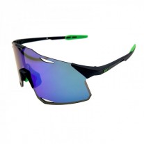 100% Hypercraft Cycling Sports Sunglasses Black Green Frame Sapphire Lens
