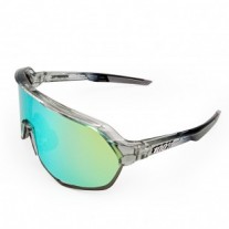 100% S2 Sport Performance Sunglasses Crystal Grey Frame HiPER Green Mirror Lens
