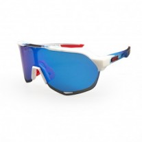 100% S2 Sport Performance Sunglasses White Frame HiPER Blue Mirror Lens
