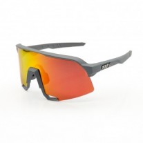 100% S3 Sport Sunglasses Matte Grey Frame HiPER Ruby Mirror Lens