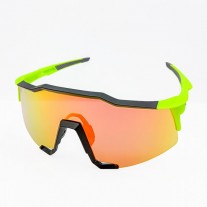 100% Speedcraft Sunglasses Green Frame HiPER Ruby Mirror Lens