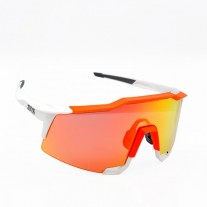 100% Speedcraft Sunglasses White Orange Frame HiPER Ruby Mirror Lens