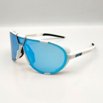 100% Westcraft Sunglasses White Frame HiPER Blue Multilayer Mirror Lens