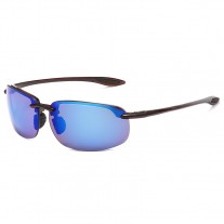 Maui Jim Ho'okipa Polarized Sunglasses Dark Brown Frame Blue Lens