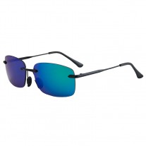 Maui Jim Rimless Polarized Sunglasses Black Metal Frame Sapphire Lens
