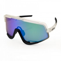 100% Glendale Sunglasses Crystal Frame HiPER Blue Green Mirror Lens