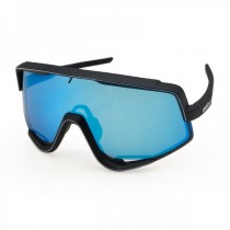 100% Glendale Sunglasses Matte Black Frame HiPER Blue Mirror Lens