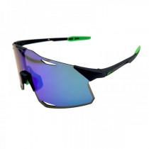 100% Hypercraft Cycling Sports Sunglasses Black Green Frame Sapphire Lens