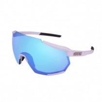 100% Racetrap 3.0 Cycling Sunglasses Matte White Frame HiPER Blue Multilayer Mirror Lens