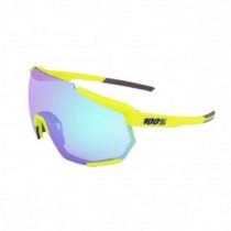 100% Racetrap 3.0 Cycling Sunglasses Yellow Frame HiPER Ombre Blue Lens