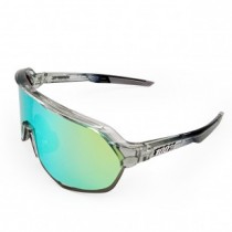 100% S2 Sport Performance Sunglasses Crystal Grey Frame HiPER Green Mirror Lens