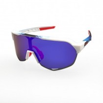 100% S2 Sport Performance Sunglasses White Frame HiPER Deep Blue Mirror Lens
