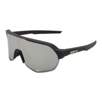 100% S2 Sunglasses Black Frame HiPER Silver Grey Lens