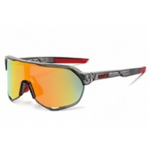 100% S2 Sunglasses Crystal Grey Frame HiPER Galaxy Ruby Mirror Lens