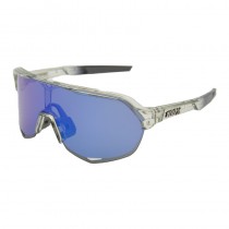 100% S2 Sunglasses Crystal Grey Frame HiPER Blue Mirror Lens