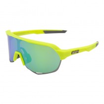 100% S2 Sunglasses Neon Green Frame HiPER Blue Green Lens