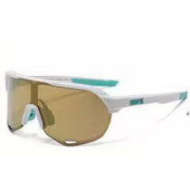 100% S2 Sunglasses White Green Frame HiPER Soft Gold Mirror Lens