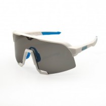 100% S3 Sport Sunglasses White Blue Frame HiPER Grey Mirror Lens