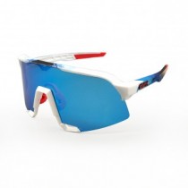 100% S3 Sport Sunglasses White Frame HiPER Blue Mirror Lens