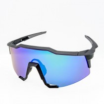 100% Speedcraft Sunglasses Black Frame HiPER Sapphire Mirror Lens