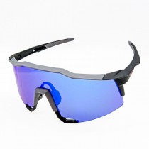 100% Speedcraft Sunglasses Black Grey Frame HiPER Sapphire Mirror Lens