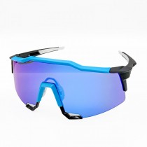 100% Speedcraft Sunglasses Blue Black Frame HiPER Sapphire Mirror Lens