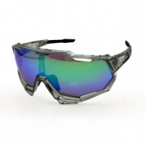 100% Speedtrap Sport Cycling Sunglasses Crystal Grey Frame Blue Green Lens