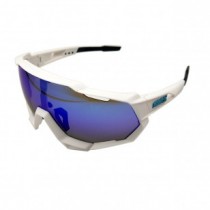 100% Speedtrap Sunglasses Matte White HiPER® Sapphire Multilayer Mirror Lens
