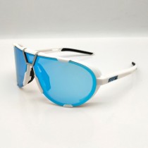 100% Westcraft Sunglasses White Frame HiPER Blue Multilayer Mirror Lens