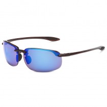 Maui Jim Ho'okipa Polarized Sunglasses Dark Brown Frame Blue Lens