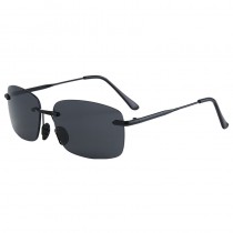 Maui Jim Rimless Polarized Sunglasses Black Metal Frame Grey Lens