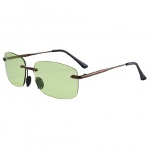 Maui Jim Rimless Polarized Sunglasses Brown Metal Frame Green Lens
