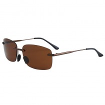 Maui Jim Rimless Polarized Sunglasses Brown Metal Frame HCL® Bronze Lens