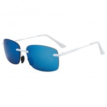 Maui Jim Rimless Polarized Sunglasses White Metal Frame Blue Lens
