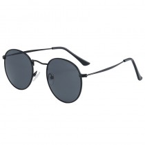 Maui Jim Round Polarized Sunglasses Black Metal Frame Black Grey Lens