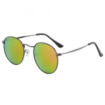 Maui Jim Round Polarized Sunglasses Gunmetal Metal Frame Pink Green Lens