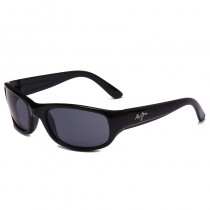 Maui Jim Stingray Polarized Wrap Sunglasses Polished Black Frame Dark Grey Lens