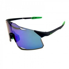 100% Hypercraft Cycling Sports Sunglasses Black Green Frame Sapphire Lens