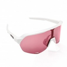 100% S2 Sport Performance Sunglasses Matte White Frame Rose Lens