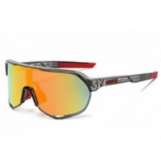 100% S2 Sunglasses Crystal Grey Frame HiPER Galaxy Ruby Mirror Lens