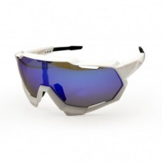100% Speedtrap Sport Cycling Sunglasses White Frame Sapphire Lens