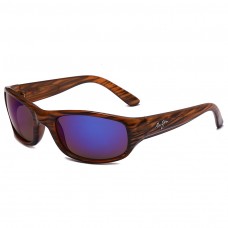 Maui Jim Stingray Polarized Wrap Sunglasses Wood Frame Sapphire Lens