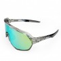 100% S2 Sport Performance Sunglasses Crystal Grey Frame HiPER Green Mirror Lens