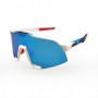 100% S3 Sport Sunglasses White Frame HiPER Blue Mirror Lens