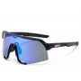 100% S3 Sunglasses Black Frame HiPER Deep Blue Mirror Lens