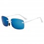 Maui Jim Rimless Polarized Sunglasses White Metal Frame Blue Lens